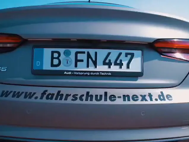 Rear of the Audi A5 with www.fahrschule-next.de lettering